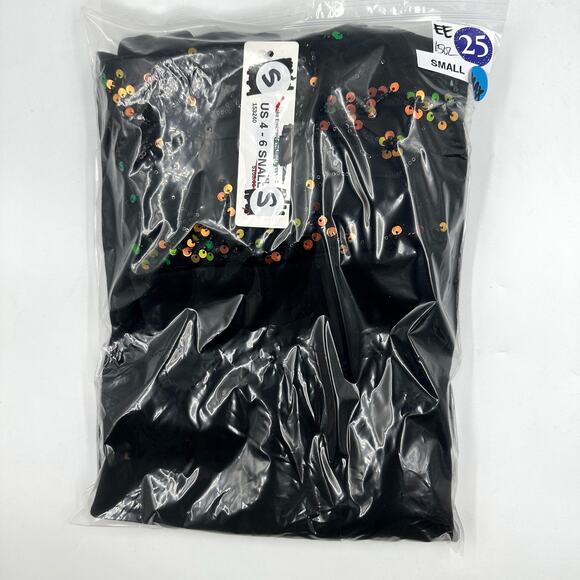 INA Yoke Embroidery Sequined Square Neck Party Mini Dress Black IDL9289 Small S - Picture 7 of 7